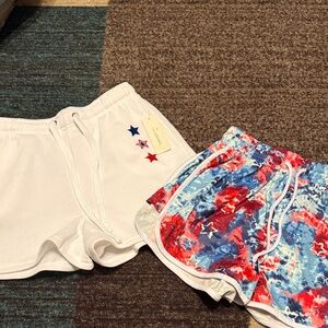 No Comment. Set of 2. Red White and Blue Star Shorts